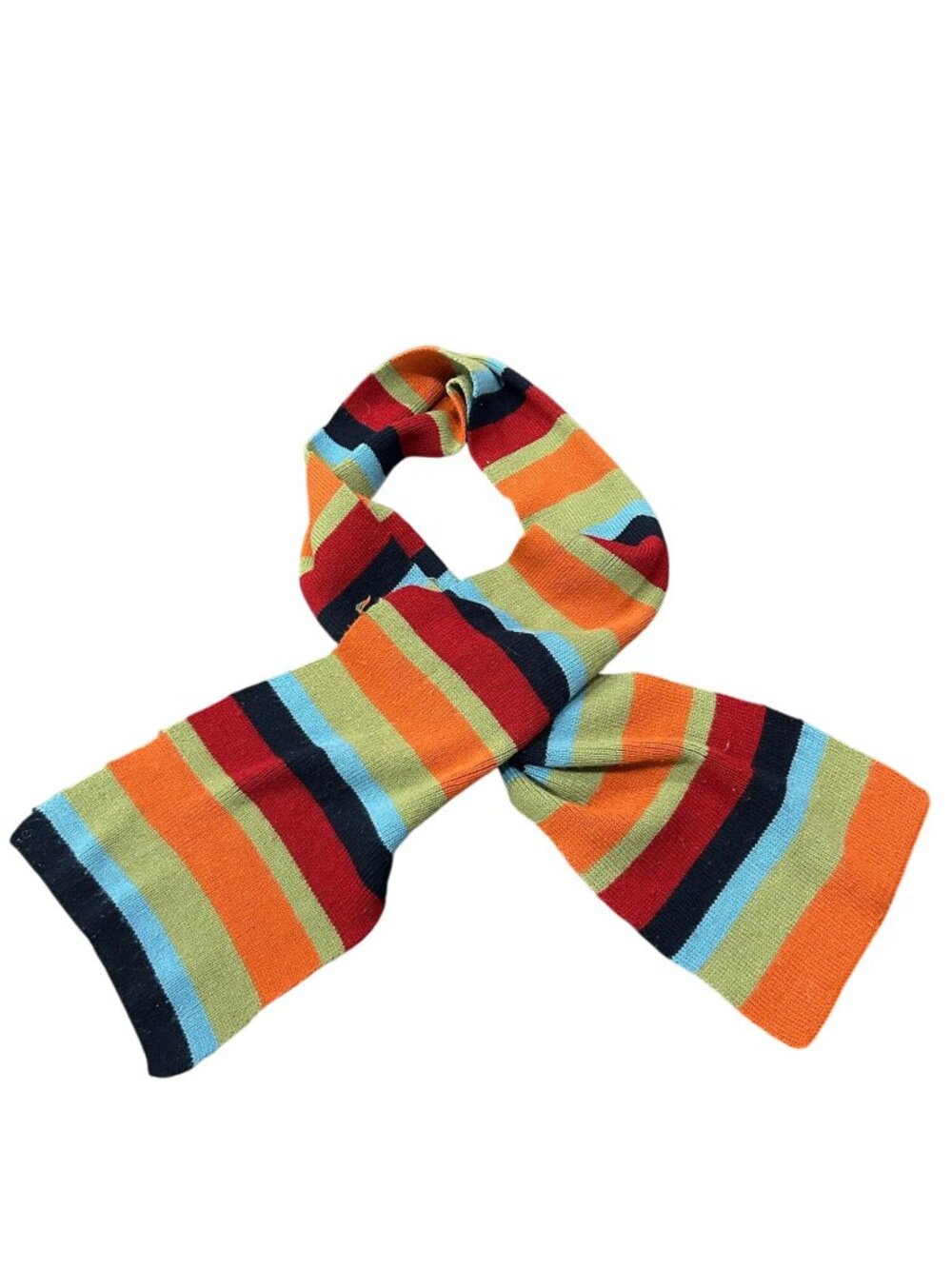 Striped Multicolor Knit Scarf 67.5 x 9 Soft Acrylic Fabric Winter Accessory